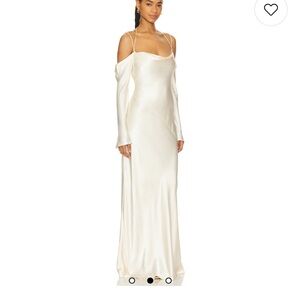 Shona Joy La Lune Off Shoulder Tie Maxi Dress in Cream US 4